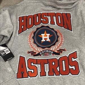 New Era Houston Astros Gray Sweatshirt with Orange and Navy Logo